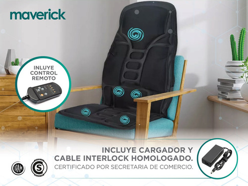 Imagen 3 de 10 de Asiento Masajeador Calor Espalda Muslos Maverick