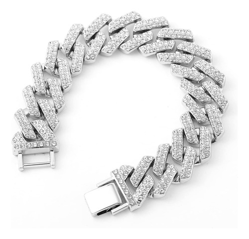 Dkzi Pulsera De Plata Con Diamantes De Imitación Cubanos De 