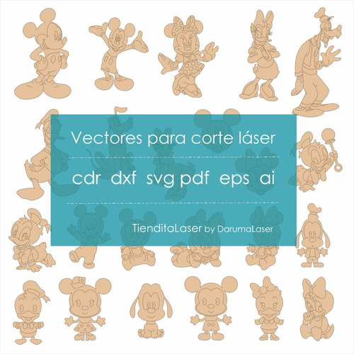 Vectores Para Corte Laser Disney Mickey Minnie Donald Goofy