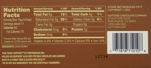 Guittard Unsweetened Chocolate Baking Bars 170 G