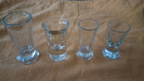 4 Vasos Antiguos De Ginebra Doble Fondo 