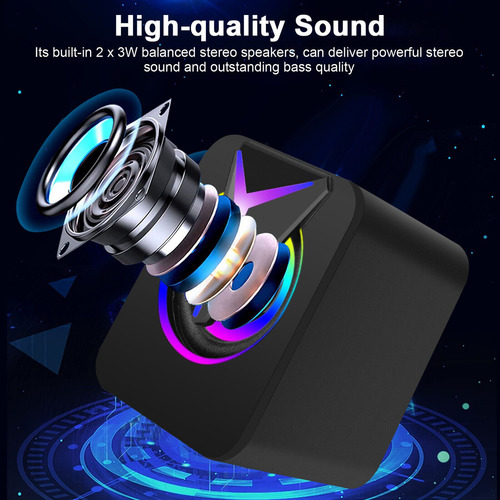 Altavoces de ordenador con cable USB mini USB RGB de 3,5 mm, graves estéreo para PC, portátil y escritorio