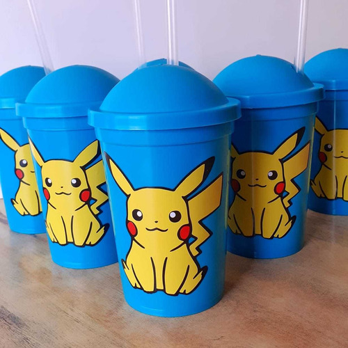 Vasos Plásticos Souvenir Personalizados Pikachu Pokémon X20u