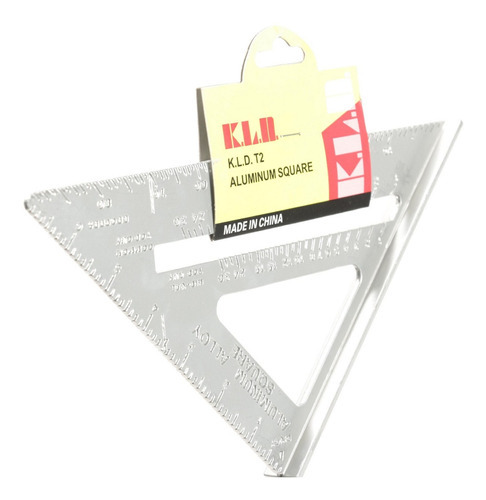 Escuadra Regla Aluminio C Sombrero Kld Triángulo Profesional Color Plateado