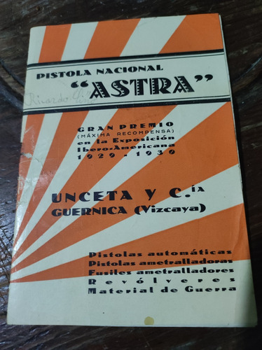 Jt Antiguo Manual Pistolas Astra Raro De Coleccion