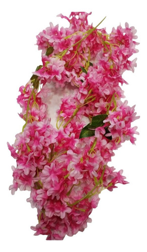 Enredadera Artificial Flor Rosada Con Blanco