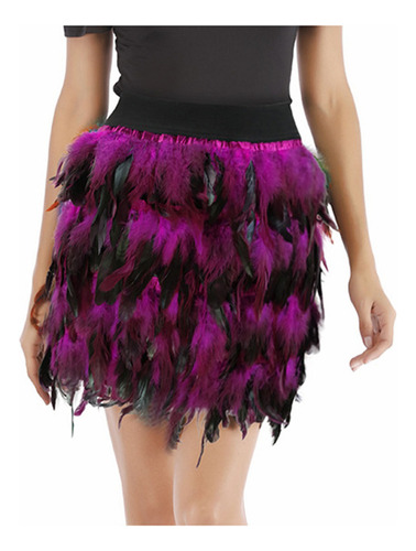 Falda Stage Para Mujer Con Plumas De Pavo Real Irregulares