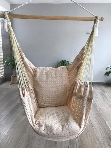 Silla Hamaca Columpio Colgante En Tela Algodón Crudo Natural