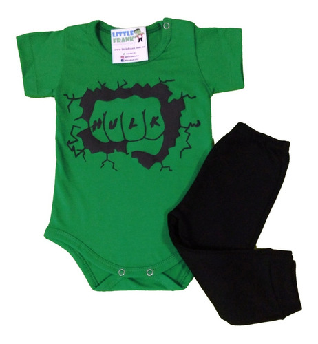 Conjunto Disfraz Algodon Hulk Body Pantalon Varon Bebe Nene