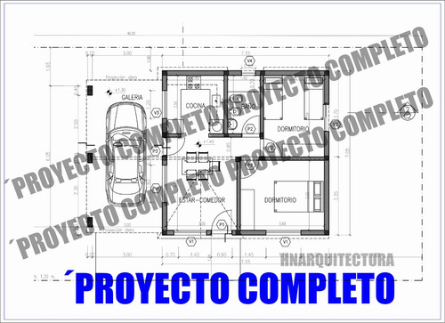 Plano Cabaña Proyecto Completo 2 Dormitorios Galeria Cochera
