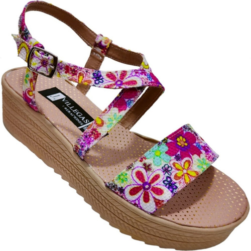 Imagen 3 de 9 de Huarache Plataforma Tiras Yute Y Flores Para Un Look Ligero