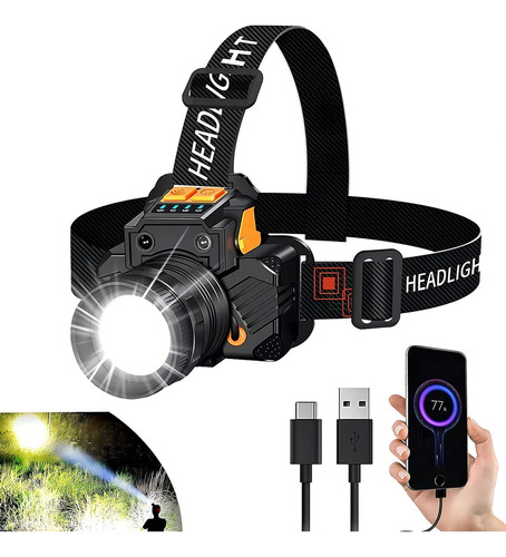 Lámpara Cabeza Led Linterna Recargable Usb Con Sensor