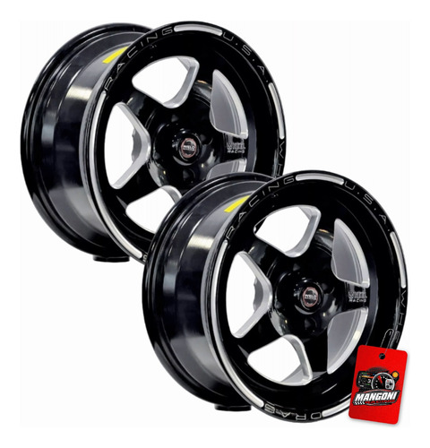 Par De Rodas Racing Weld Rts Black Aro 15x7  Furaçao 4x100