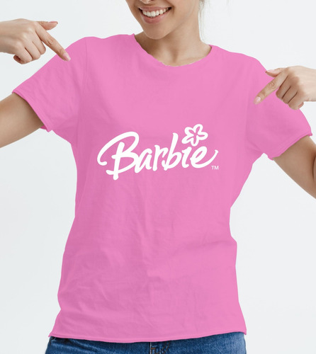 Playera Mujer Personalizada Barbie Algodon Logo Flor