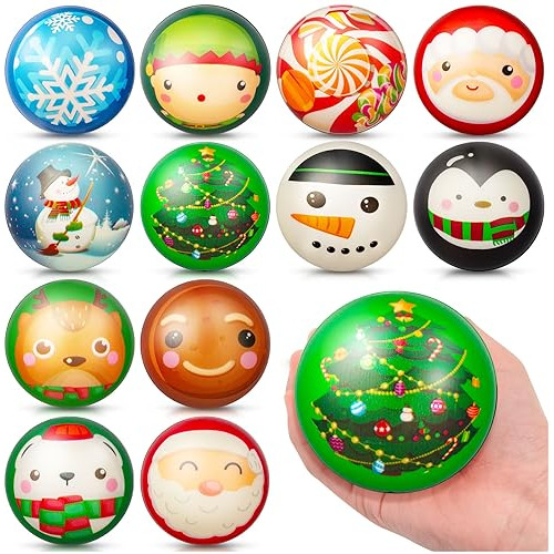 Pelotas De Estrés De Navidad, 12 Piezas De Juguetes De...