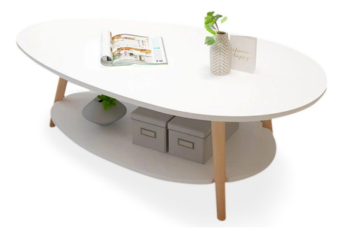 Mesa De Centro Ovalada 2 Niveles Mesa Auxiliar