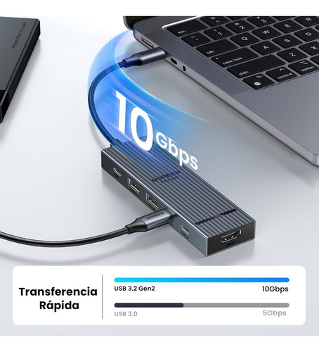 Ugreen Revodok Hub Usb C 6 En 1 10gbps Usb C 3.2 Y Usb-a 3.2