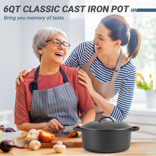 6 Qt Basics Pot De Horno Holandés De Hierro Fundido Con Tapa