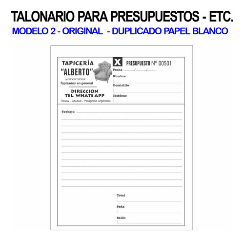 5 Talonarios Personalizado Presupuestos Remitos Facturas Etc