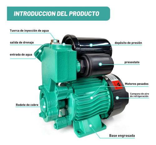 Bomba Periférica Autocebante560w 127vbomba Autocebant 1 Hp