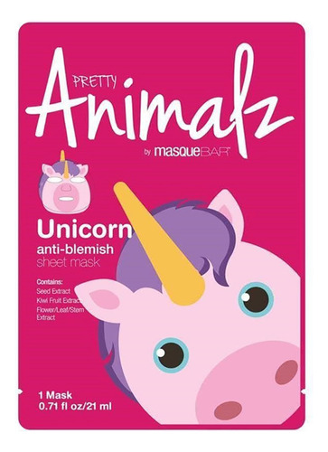 Mascarilla Facial en Tela Masque Bar Animalz Unicorn 21ml