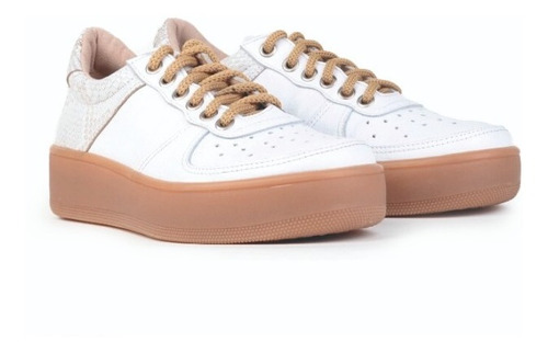 Imagen 3 de 7 de Zapatillas Urbanas De Mujer De Cuero Cordones Klama -ferraro