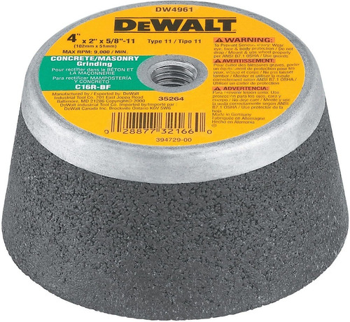 Copa Abrasiva Para Concreto 4  X 2  X 5/8  Dewalt Dw4961