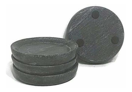 Real Marble Coasters For Drinks Dark Grey Set Of 4 Extra Wid