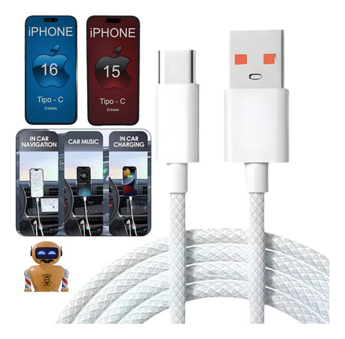 Cabo Pd20w Usb-a To Usb-c Para iPhone 15, 16 Samsung Xiaomi