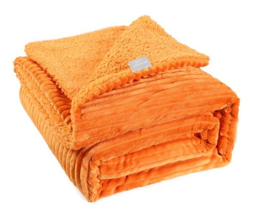 Imagen 2 de 9 de Frazada Flannel Corderit Al Tono Línea Pontevedra Twin Amber
