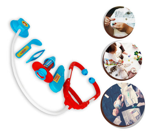Imagem 6 de 7 de Kit Medico Brinquedo Infantil 5 Peças Termômetro Seringa