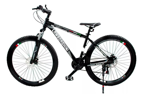 Bicicleta Mountain Bike Lamborghini Aluminio 21 Velocidades Shimano Rodado 29 Suspension Frenos A Disco Color Negro Talle L Con Pie De Apoy