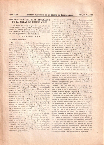 Carpeta  Organización Plan Regulador Buenos Aires  1961