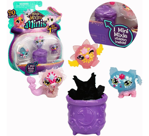 Boneca Magic Mixies Minis Caldeirão 3 Figuras C/ 1 Surpresas