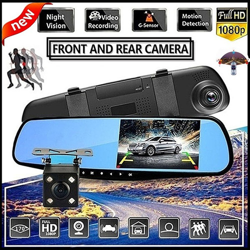 Cámara De Coche Full Hd 1080p Espejo Retrovisor Dash Dvr Cam