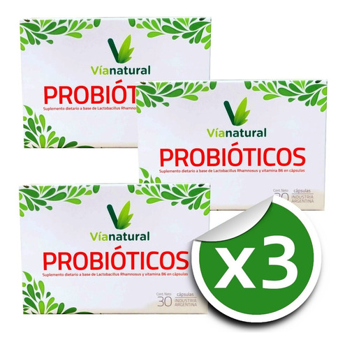 Imagen 1 de 4 de Probióticos (flora Intestinal) X 30 Cáps Grandiet X 3 Cajas