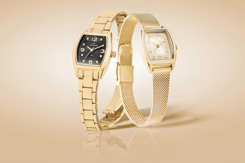 Relógio Technos Feminino Mini Dourado - 2035mxp/1p Bisel Preto