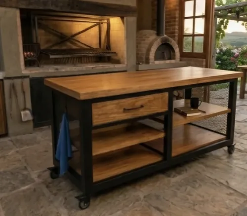 Isla Barra Para Cocina O Parrilla Estilo Industrial | MercadoLibre