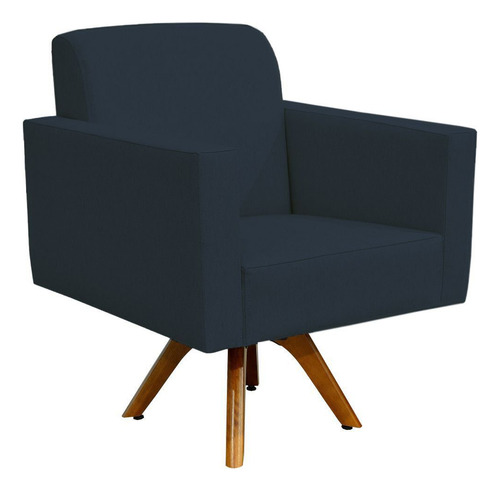 Poltrona Decorativa Giratória Helô Suede Azul Marinho Cor Azul-marinho Desenho do tecido Liso