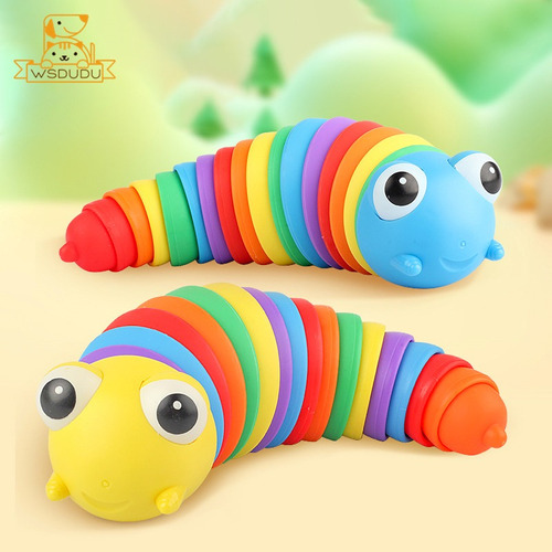 Fidget Toy Slug 3d Lagarta Lesma Articulada Brinquedo Inseto Cor Colorida
