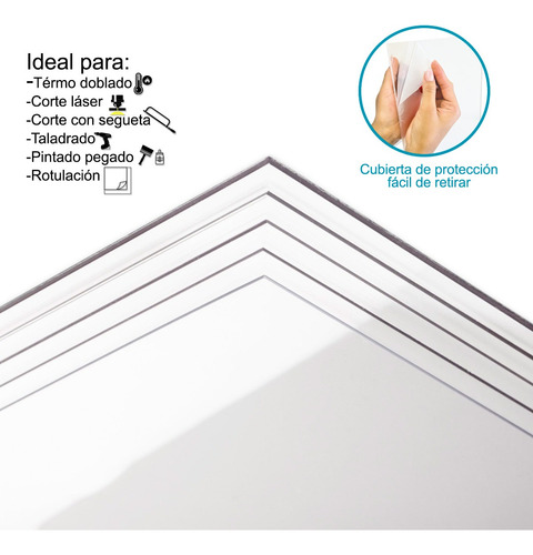 Lamina Acrílico Transparente 90cm X 40 Cm 6 Mm (pack 5)