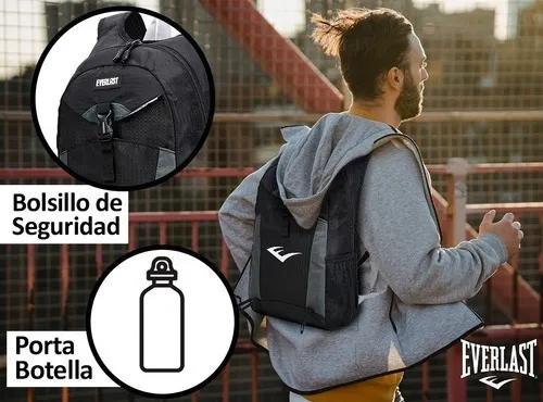 Mochila Running Trekking Deportes Bici Impermeable Unisex Color Negro