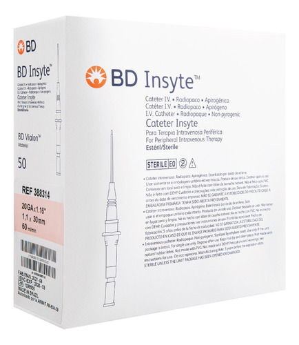 Catéter Bd Insyte, 20 Ga - 50 Pzas