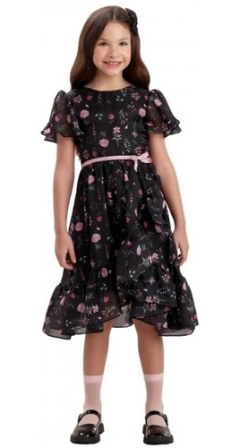 Vestido De Festa Infantil Preto Petit Cherie Dotsblack 20098