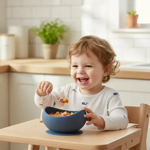Tigela Bowl Infantil Azul Silicone Ventosa Clingo
