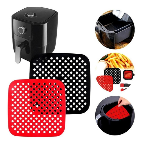 Tapete Silicone Quadrado 21cm Airfryer Antiaderente Lavável