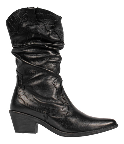 Bota Feminina Cano Médio Salto Perlatto Wes002 Ajustável