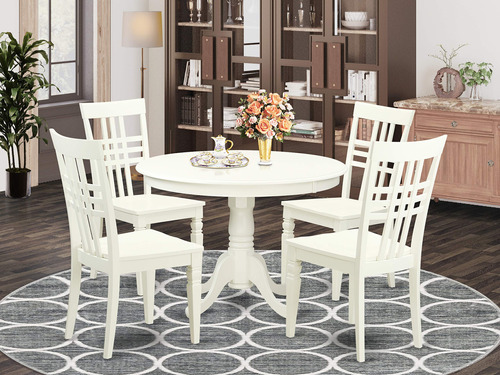 East West Furniture Hllg5-lwh-w - Juego De Comedor De 5 Pie.