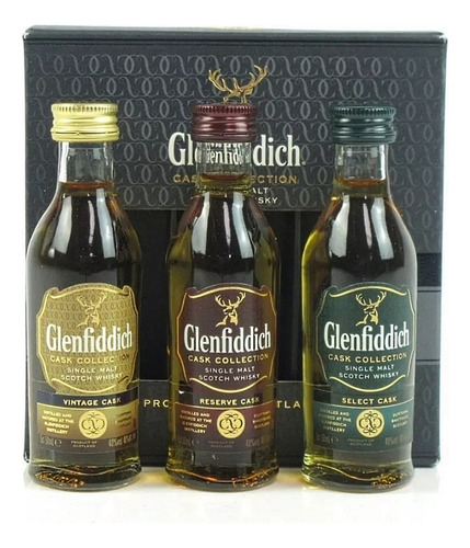 Whisky Glenfiddich 50ml Miniatura De Bebida (kit Com 3)