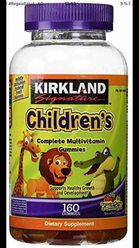 Vitaminas Niños Kirkland Multivitaminico 160 Gomitas Sabor Frutas Variadas